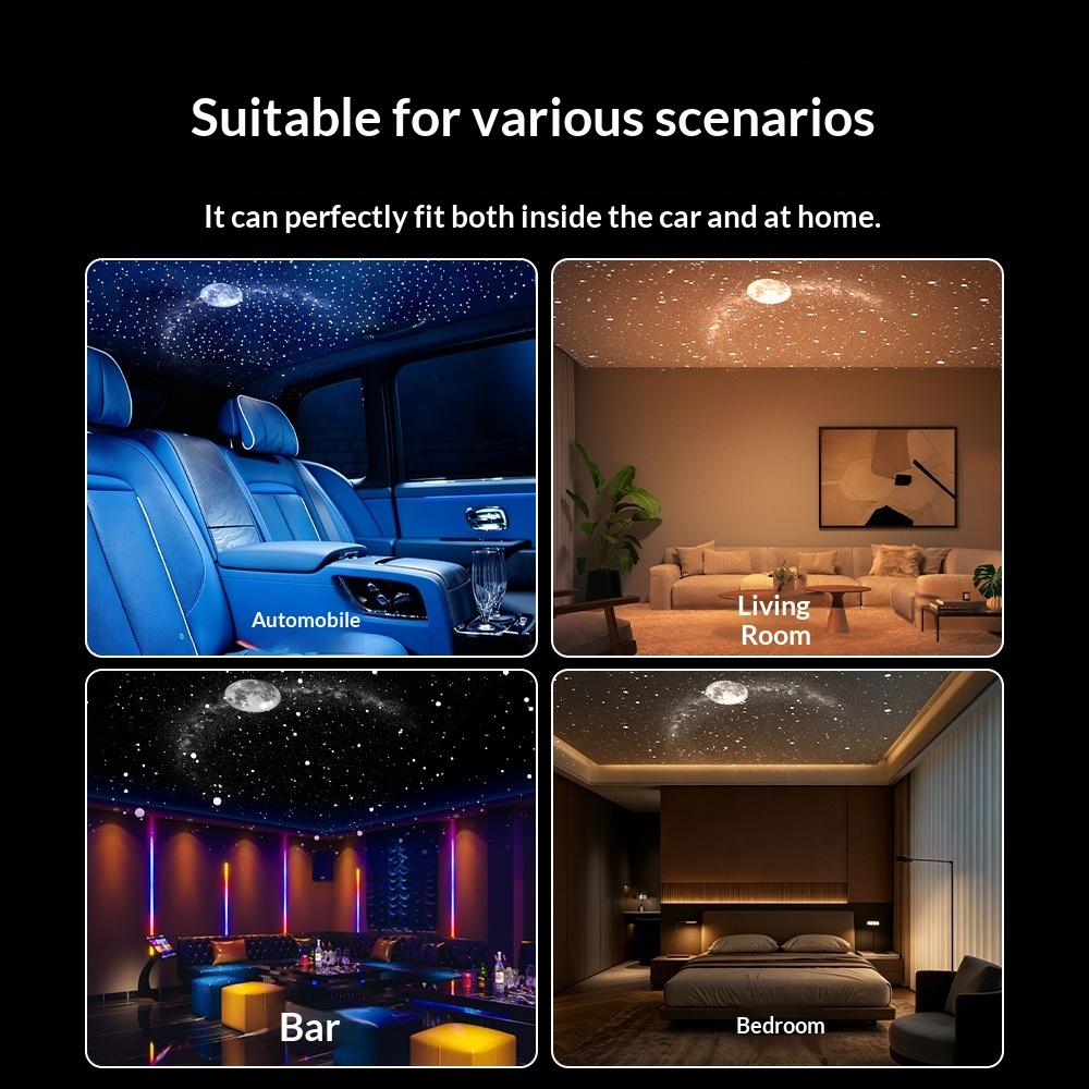 USB Car Starry Sky Projector Light Adjustable Angle Ambient Decor Lamp for Car Interior Bedroom Living Room Decoration Bulbs 7