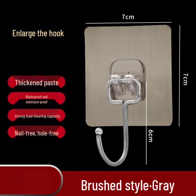 100-Pack Large Brushed Grey Strong Adhesive Wall Hooks