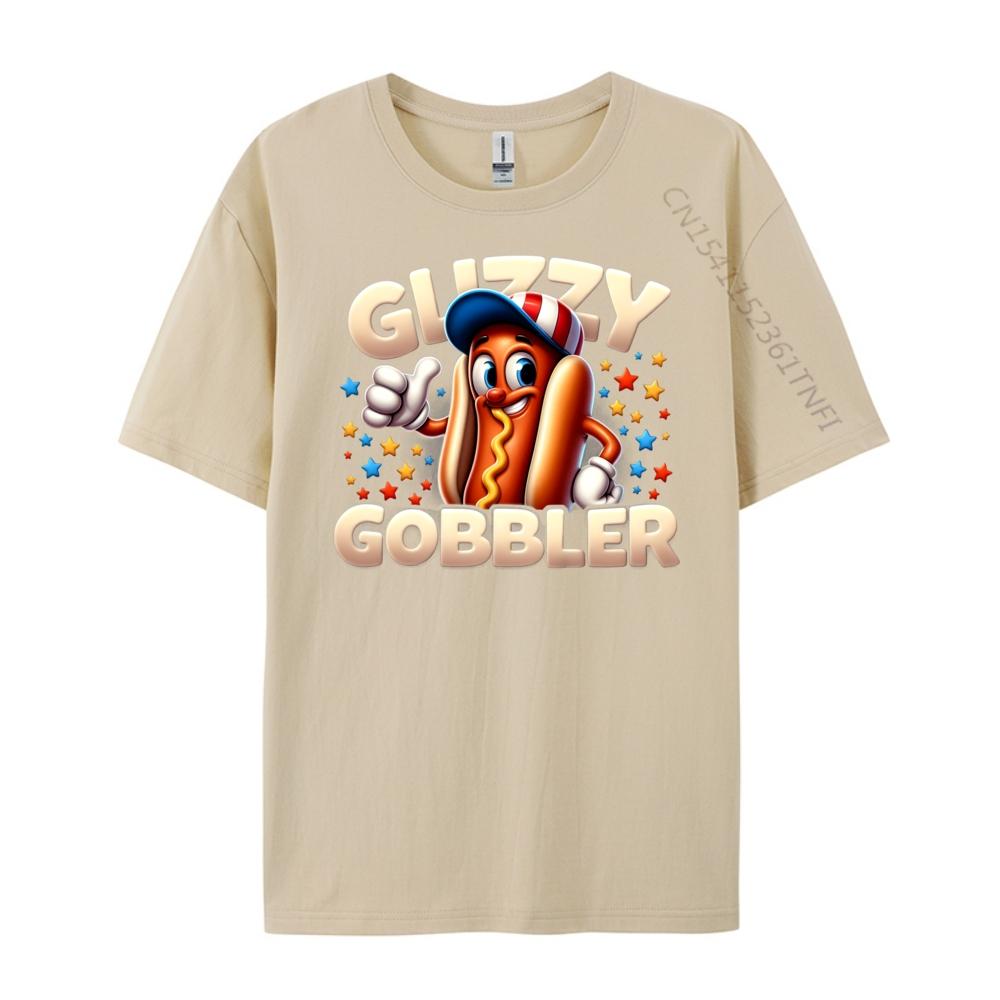 Funny Number One Glizzy Gobbler Hot Dog The 4th Of July Mens Korean Fashion Mens TShirts Vintage Style