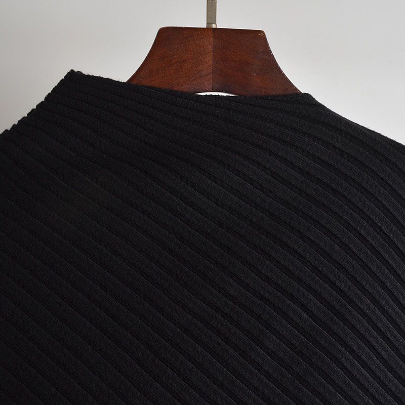 Stylish Asymmetrical off-Neck Batwing Sleeve Sweater Knitwear Women's Clothing Fall Idle Style Loose Pullover Cloak