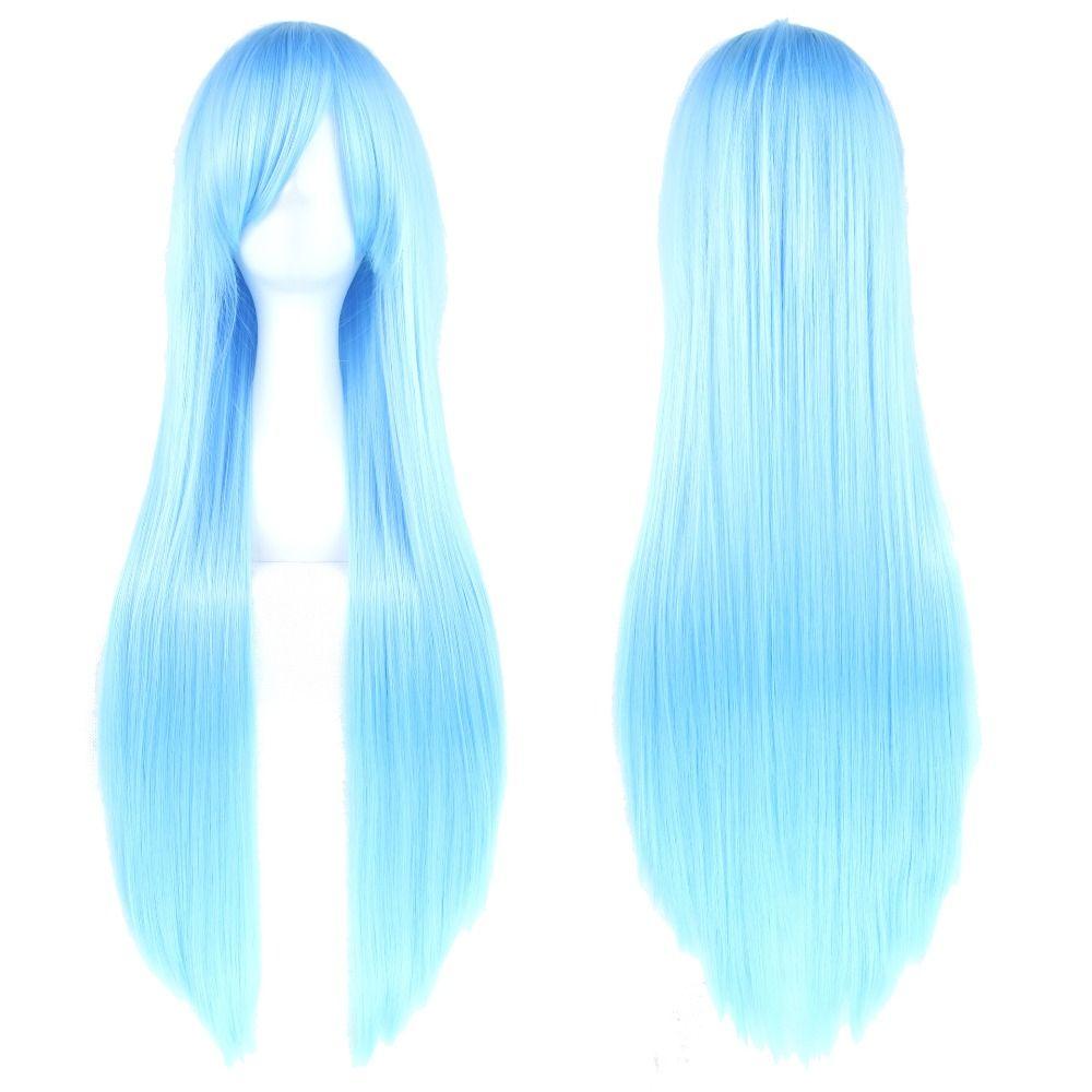 80cm Long Synthetic Hair Heat Resistance Anime Straight Hairpiece Halloween Cosplay Wigs for Women