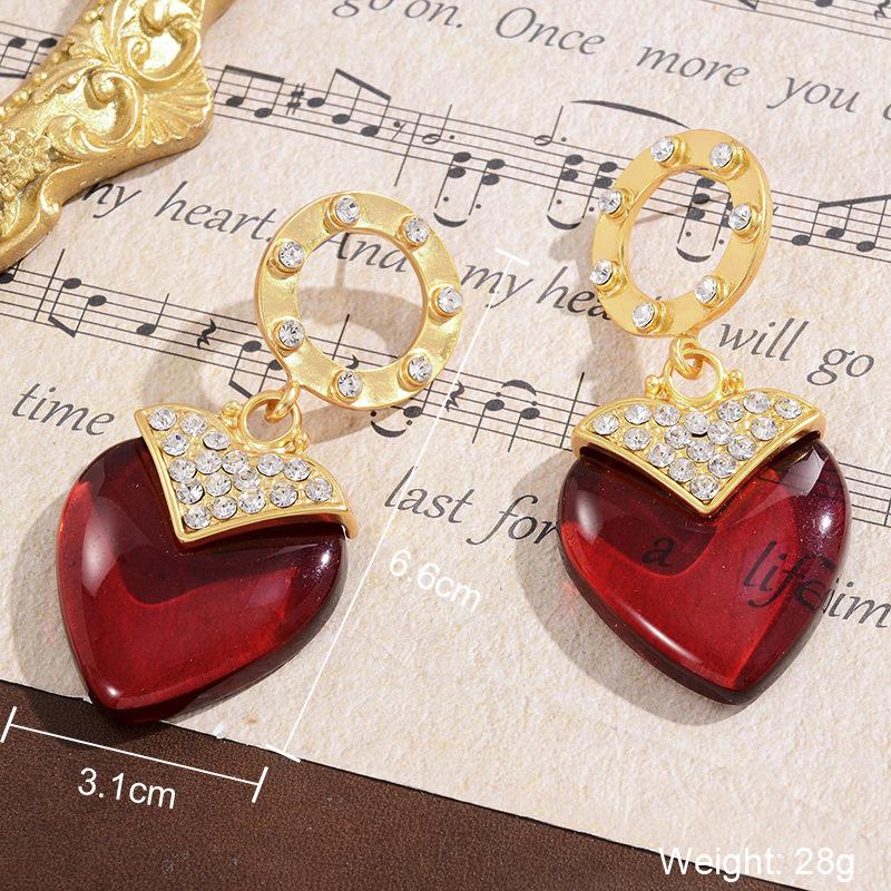 High-End Retro Rote Blume Quastenohrringe: Luxuriöser Silver Needle Hänge-Schmuck für Damen