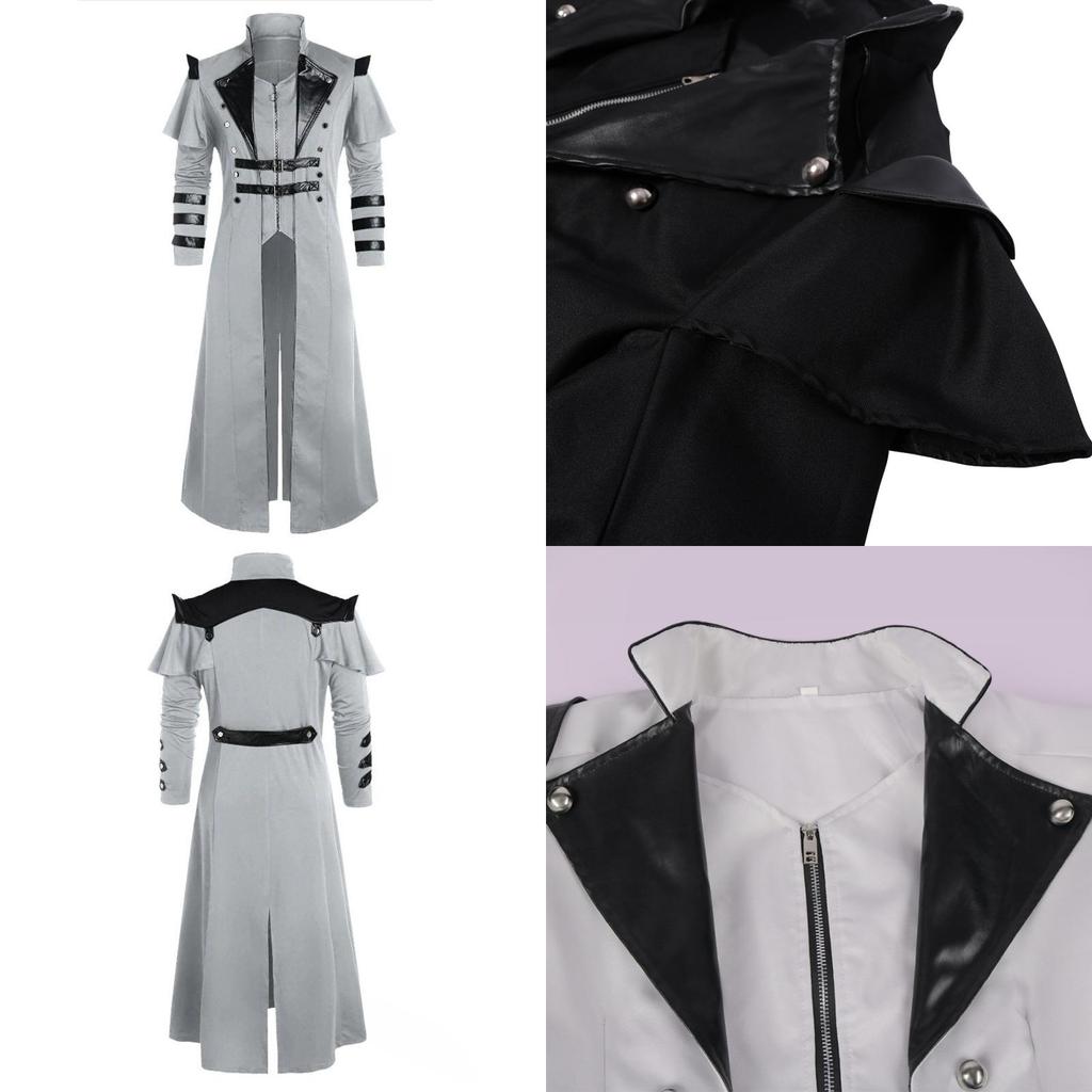 Retro Long Woolen Coat With Split Design For Stage Plays And Fashion Shoots
