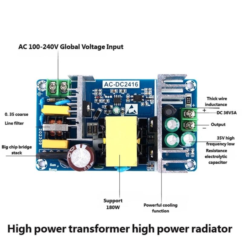 180W Powerful Industrial Power Supply Module with over Voltages Protections and 36V Output Suitable for Commercial Use