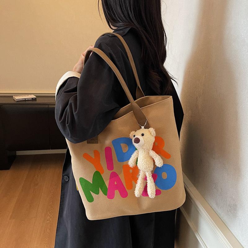 Letter large-capacity canvas bag women's new portable shoulder commuter bag class tote bag