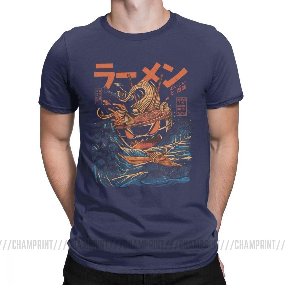 The Great Ramen Off Kanagawa Noodle Ship T Shirts Men Japanese Harajuku Clothing Hip Hop