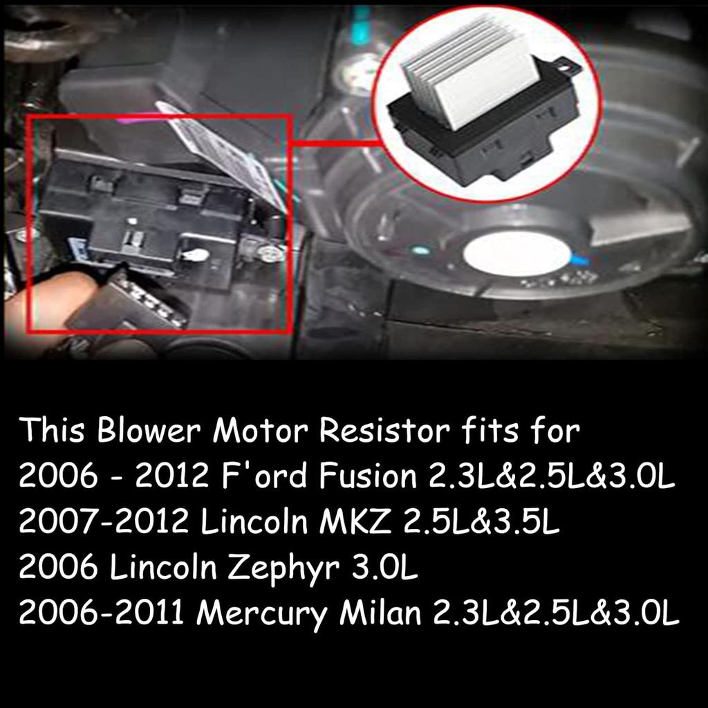 8E5Z19E624A HVAC Blower Motor Resistor for Ford Fusion 2006-2012 Lincoln MKZ 2007-2012 Zephyr 2006 Mercury Milan 2006-2011 Replace# E5Z-19E624-A