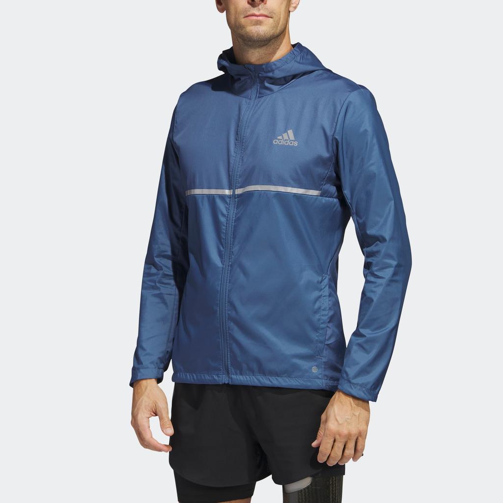 Adidas Own The Run Jacket Logo Reflective Stripes Running Hooded Jacket Men Jackets Miracle-Blue-Grey HL3960