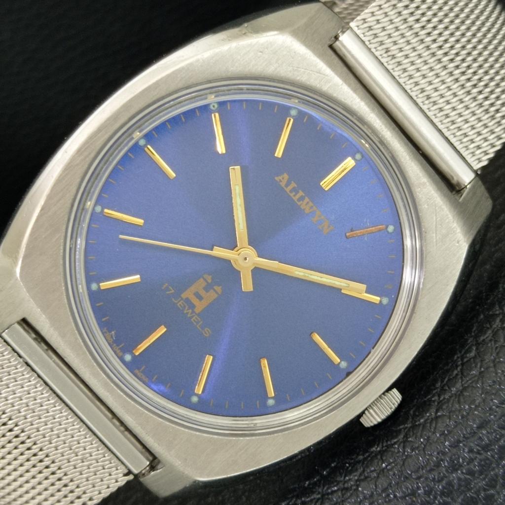 

HAND-WINDING VINTAGE ALLWYN 6300A INDIA MENS BLUE COLOR DIAL WATCH a706040-1