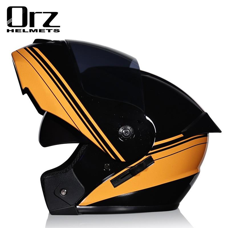Dual Lens Flip-Up Full Face Motorcycle Helmet Men Women ABS Safety Gear Racing Street Riding