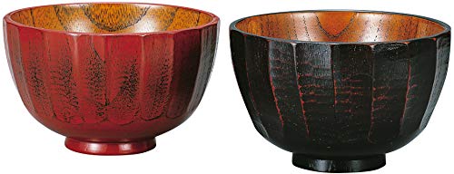 

Couple s Soup Bowls, Chrysanthemum Carving, Negoro, Akebono [Parallel Import]