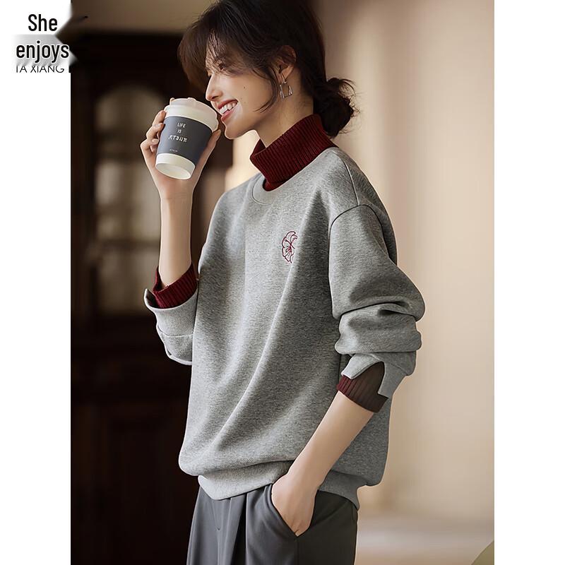 

Women s High-Neck Patchwork Pullover Sweatshirt