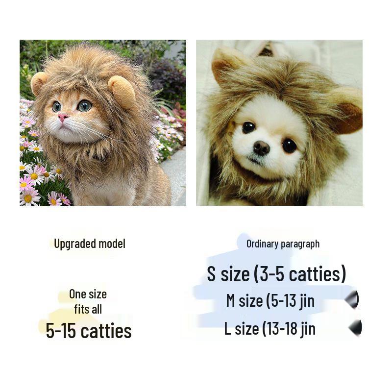 Cat & Small Dog Cute Lion Headgear with Rabbit Ears - Funny Pet Costume Accessories
