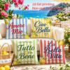 4pcs Italian Striped "Ciao Bella" Pillow Cover Outdoor Terrace Decoration Cushion Cover Home Bedroom Decoration Pillowcase