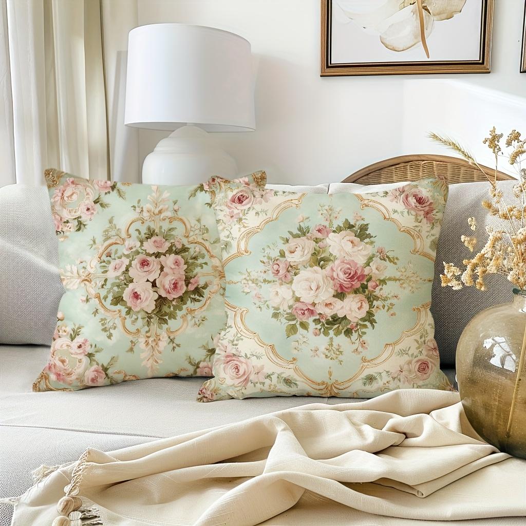 1/4pcs Floral Patterned Pillowcases with Vintage Design Sofa cushion cover home bedroom room decoration