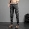 Spring and Autumn Jeans Embroidered Jeans Men's Slim Fit Casual Little Feet Trousers Stretch Vintage Street Denim Trousers Male