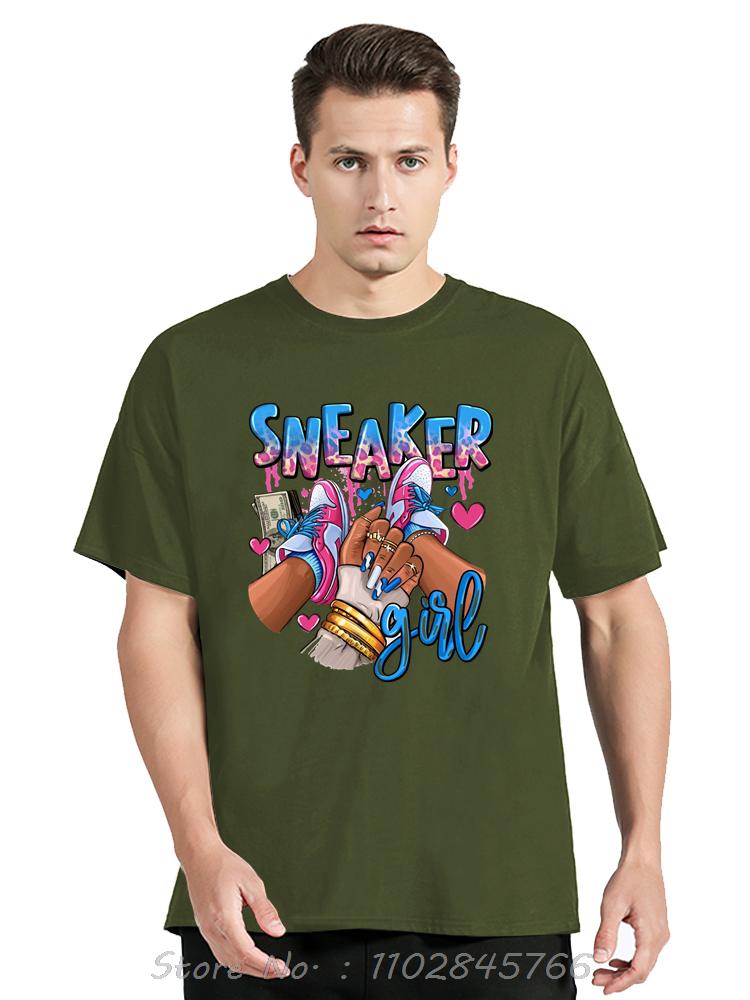 Baumwoll T-Shirt Sneaker Mädchen Grafik Oversized T-Shirt Lässige Unisex Oberteile T-Shirts Rundhals Sommer Hip Hop Streetwear Herrenbekleidung
