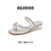 Augustine thick-heeled slippers women's summer wear 2025 new butterfly sandals toe-to-toe temperament high heels