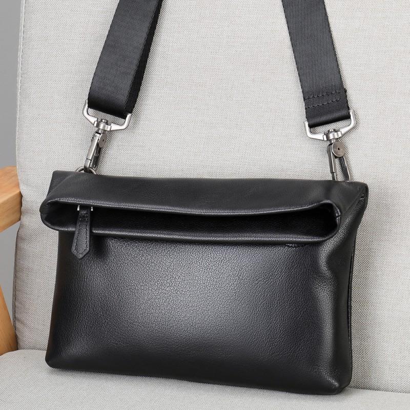 

Sports Crossbody Bag Leather Men s Fashion Trend Single Shoulder Small Toe Cap Layer Cowhide Trendy Brand Outdoor чёрный