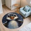 Snowing Penguin,Round Area Rug,Carpet Rug for Living Room Bedroom Sofa Playroom Decor,Non-slip Floor Mat