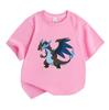 Kids Boys Girls Crew Neck Short Sleeve 100% Cotton T-shirt, Cool Blue Fire Dark Dragon Cartoon Printed Casual Breathable Tee for Daily Outdoor Wear Su