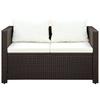 3 Piece Bistro Set with Cushions Brown Poly Rattan