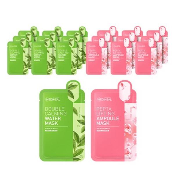 Mediheal Double Calming Water Mask + Pepta Lifting Ampoule Mask – 20 Sheets 10+10 Sheets