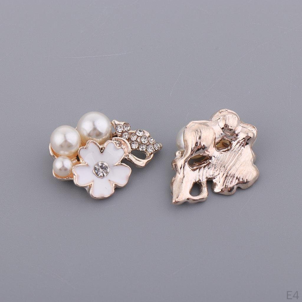 10 Assorted Pearl Rhinestone Flower Buttons for DIY Jewelry Crafts - Elegant Embellishments
