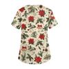 Women's Fashion V-neck Short Sleeve Workwear With Pockets Christmas Printed Tops