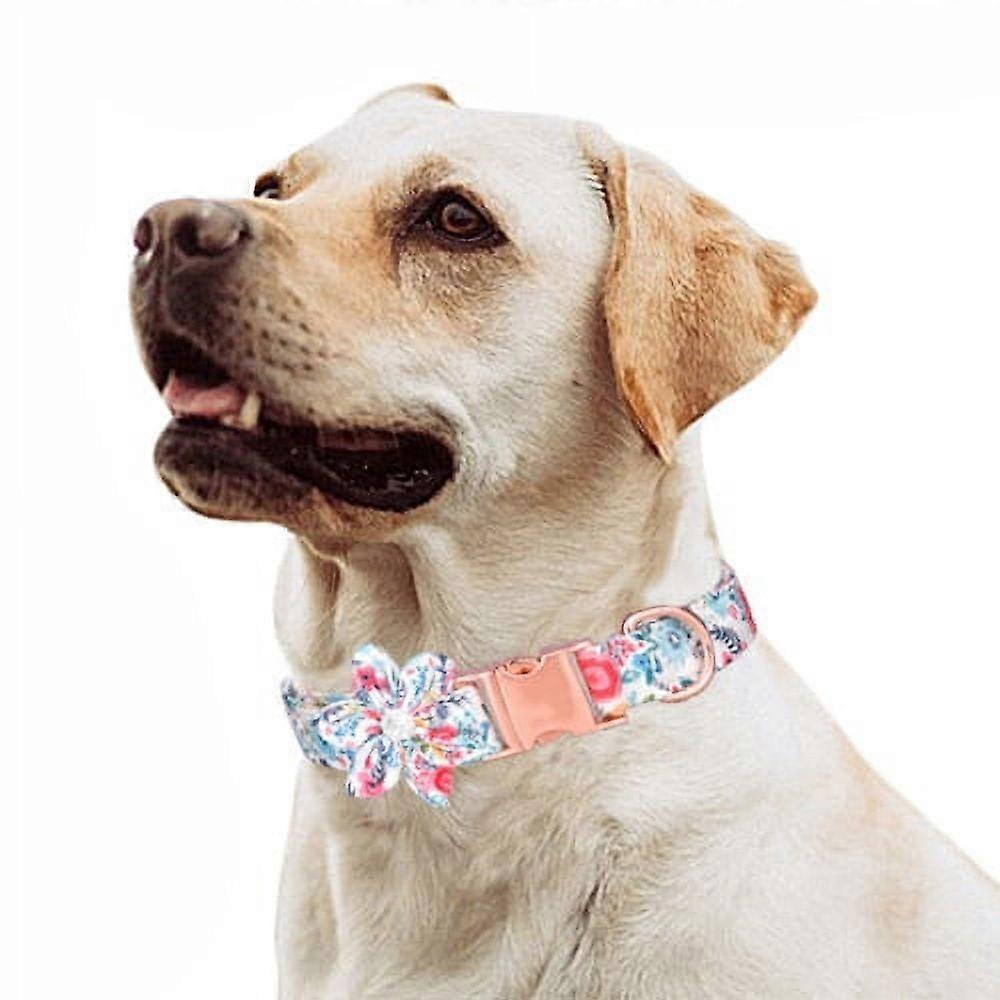 Shulemin Practical Dog Collar Floral Pattern for Small Medium Large Dogs All-match
