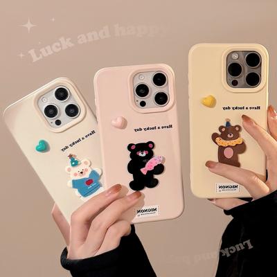 Ins Three-dimensional Love Animal Cartoon for Apple 17 Mobile Phone Case 15 Niche for IPhone14pro Max for 13 Soft