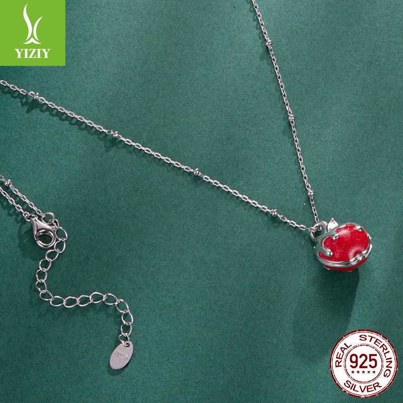 Yinziyun S925 Sterling Silver Christmas Apple Necklace with Openable Pendant - A Unique Clavicle Chain Gift