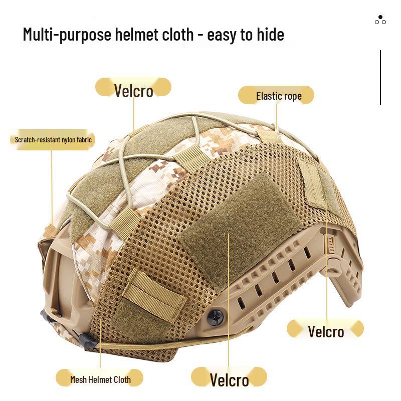 Fast Camouflage Tactical Helmet Cover with Elastic Rope for Outdoor Use