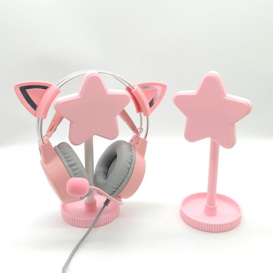 3D-printet Hovedtelefonholder, Stjerneformet Headsetholder, Øretelefonholder med Kabelholder, Fleksibel Hovedstøtte med Solid Base til Alle Hovedtelefonstørrelser