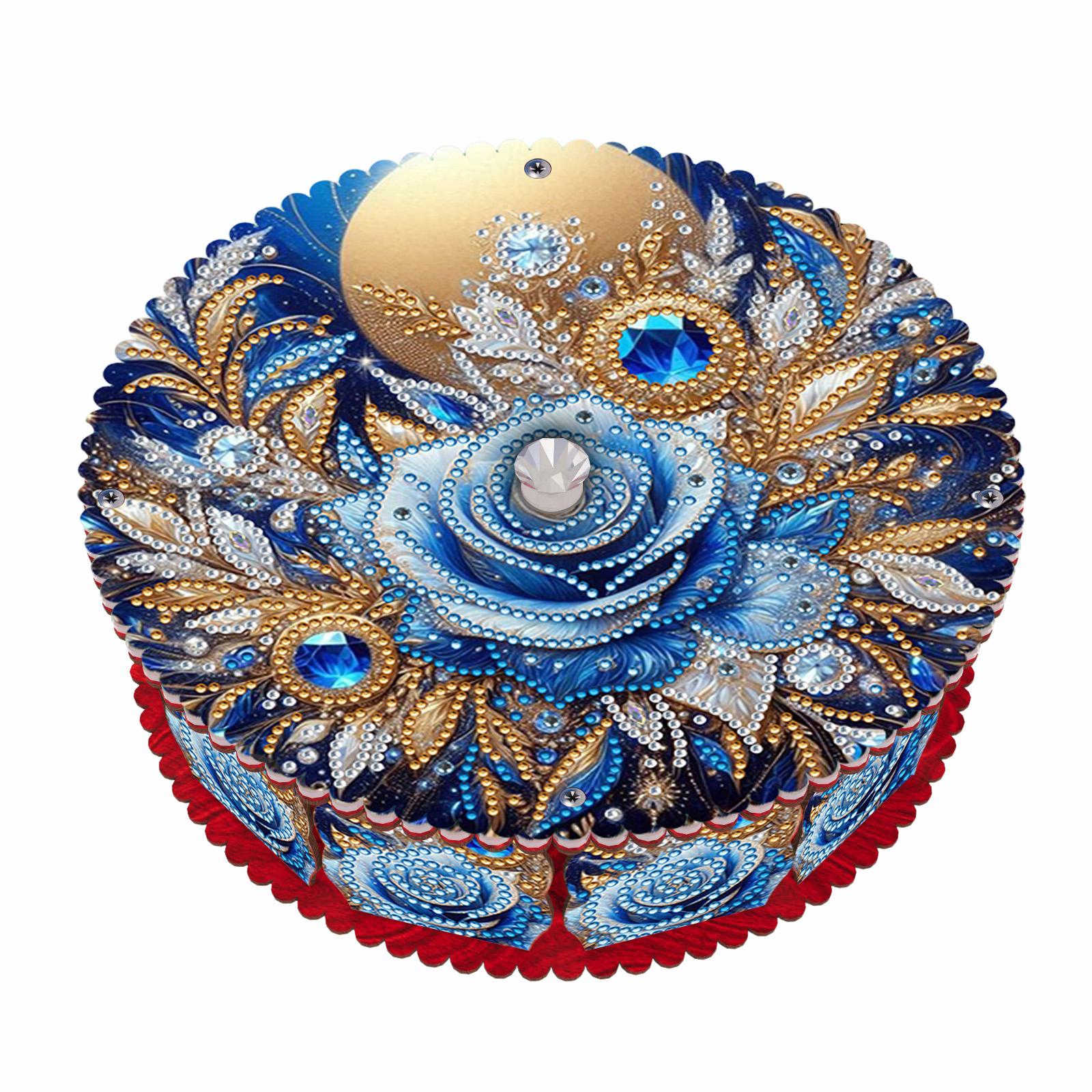 

DIY Diamond Art Snack Tray Storage Organizer with Lid Diamond Painting Jewelry Box Wooden for Living Room Home Office Decoration