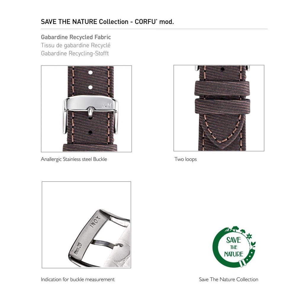 Morellato Recycled Fabric Watch Strap CORFU 22mm Brown with Replacement Tool X5390D12032022 [Morellato] [Official Import]