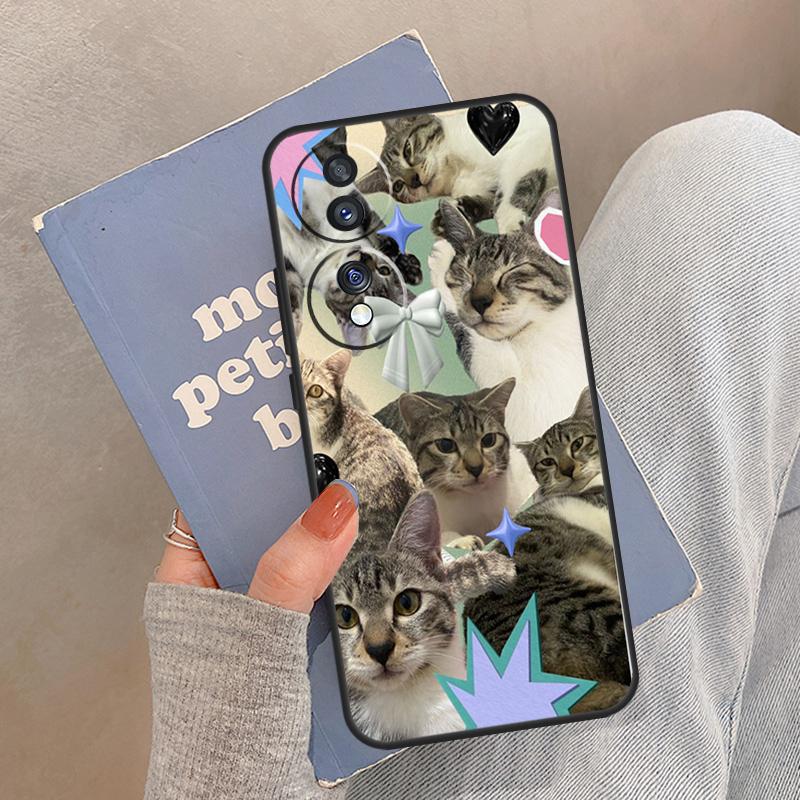 funny Cute Kitty Cat Aesthetic Case For Honor Magic 8 7 6 5 Pro Cover For Honor 400 200 X9c X9b X9a X8a X8b 50 70 90 Lite