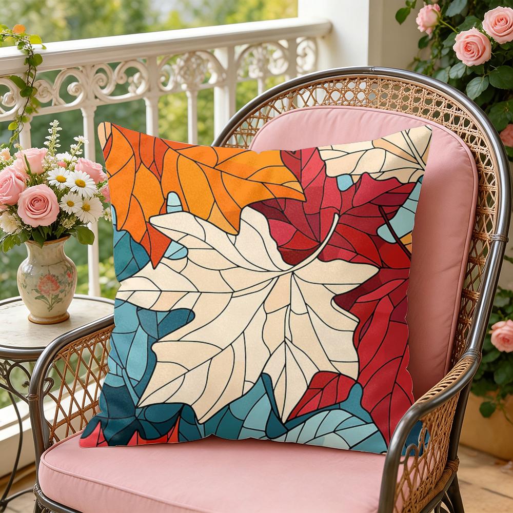 Classic Leaf Glass Cushion Cover Soft Plush Throw Pillow Cover  DoubleSided Decorative Cushion Case  Sofa Bedroom Home Decor