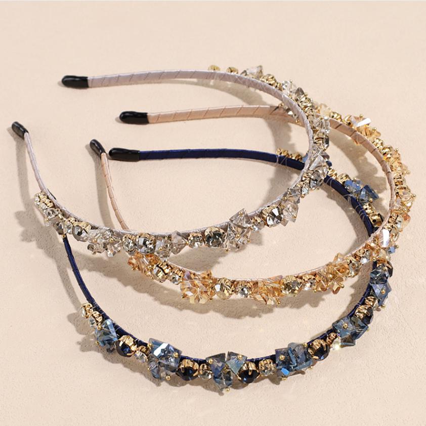 Mode Kristall Lünette Kopfschmuck Damen Stirnband Mädchen Vintage Haarbänder Haarband Reifen für Hochzeitsparty Haarschmuck Accessoires