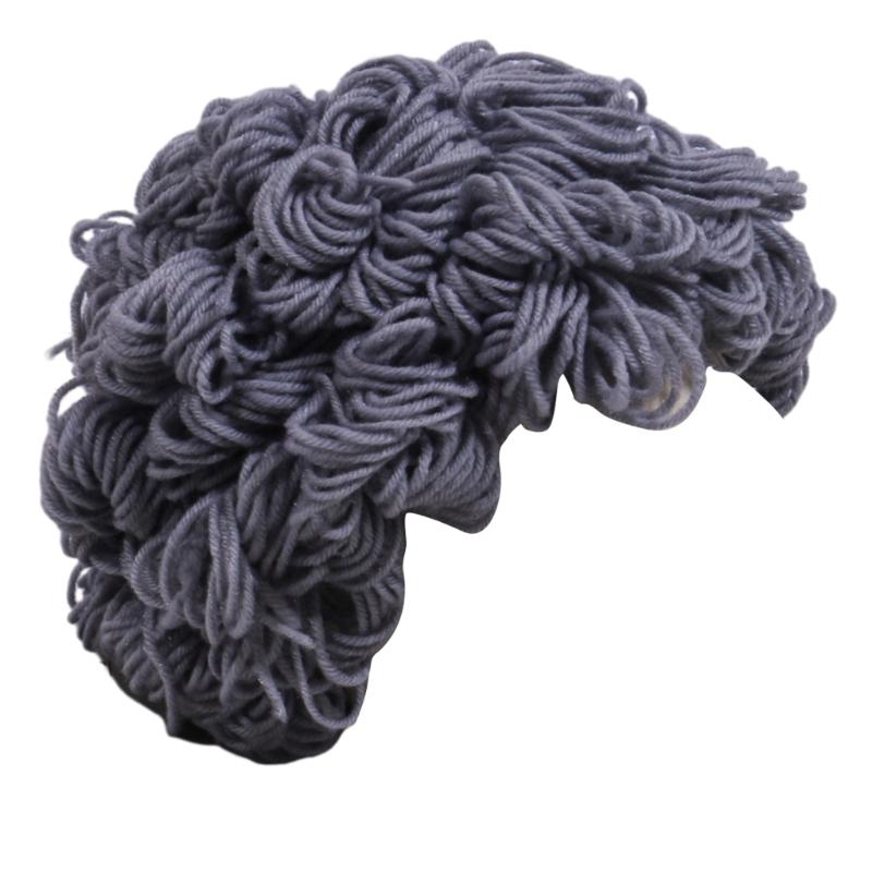 Ветрозащитная шапка-парик для ребенка, смешная шапка-бини с кудрявыми волосами, головной убор, новинка, вязаная шапка темно серый