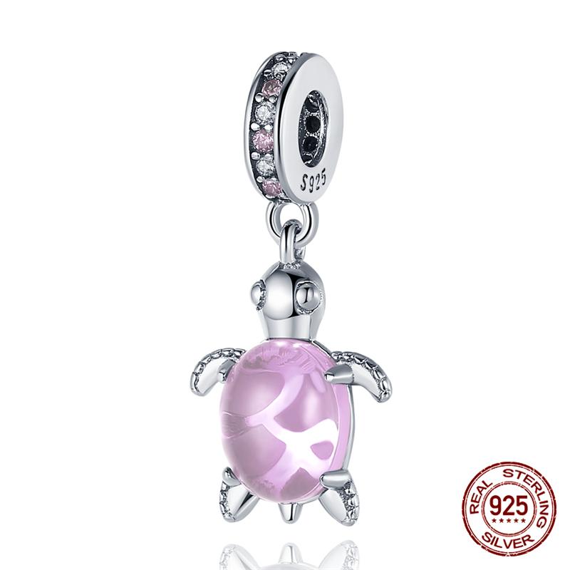 100% Genuine 925 Sterling Silver Ocean Collection Seashell Turtle and Heels Charm Beaded for Original  Bracelet Bracelet