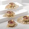 Candle Holder Holiday Metal Leaf Ornaments Candlelight Dinner Props Creative Metal Turtle Back Leaf Ornaments Candlestick
