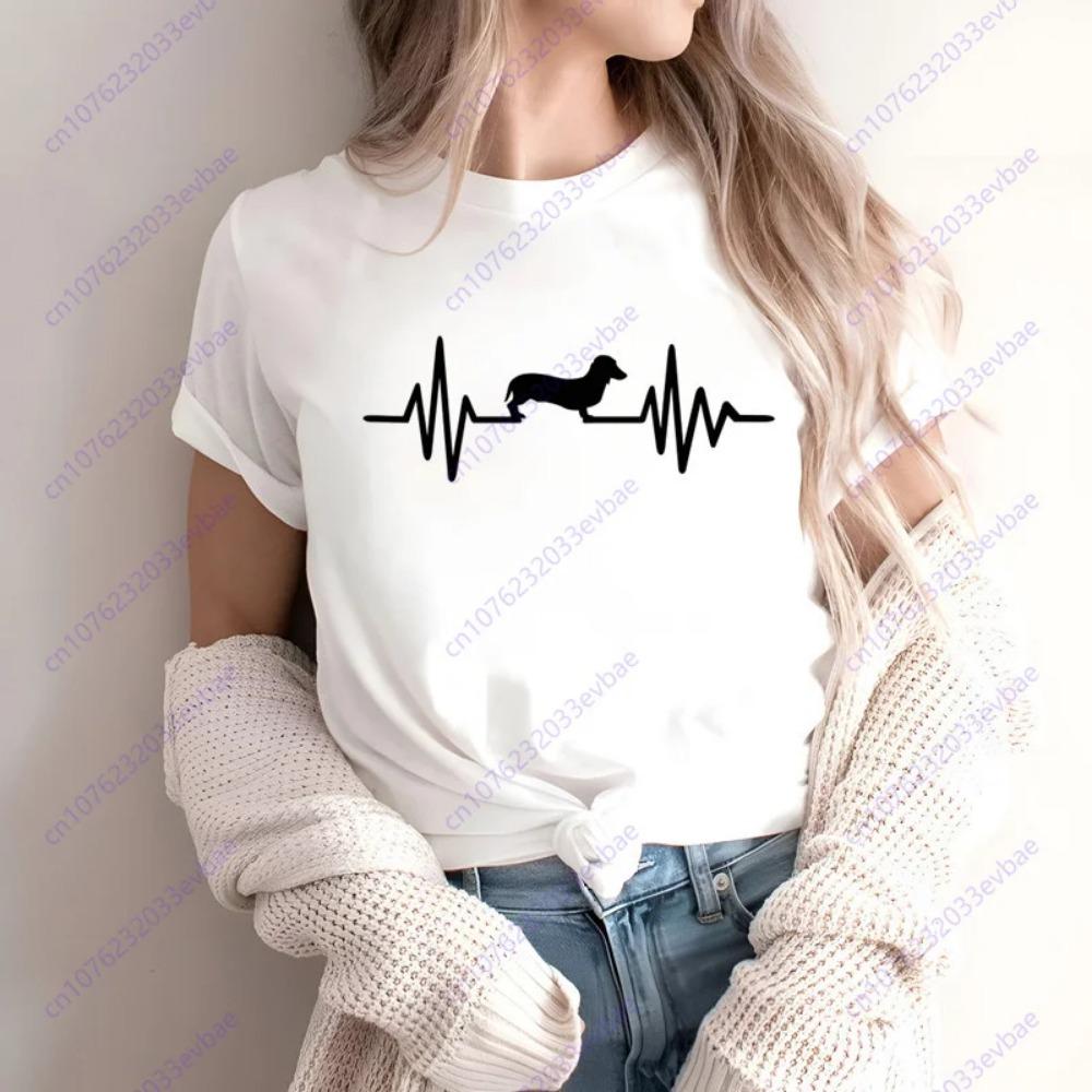 Dachshund Teckel Funny Cute Dog Animal T-Shirt Women Short Sleeve Summer Fashion Tshirt Casual Fashion Tee Shirt O-Neck Tops