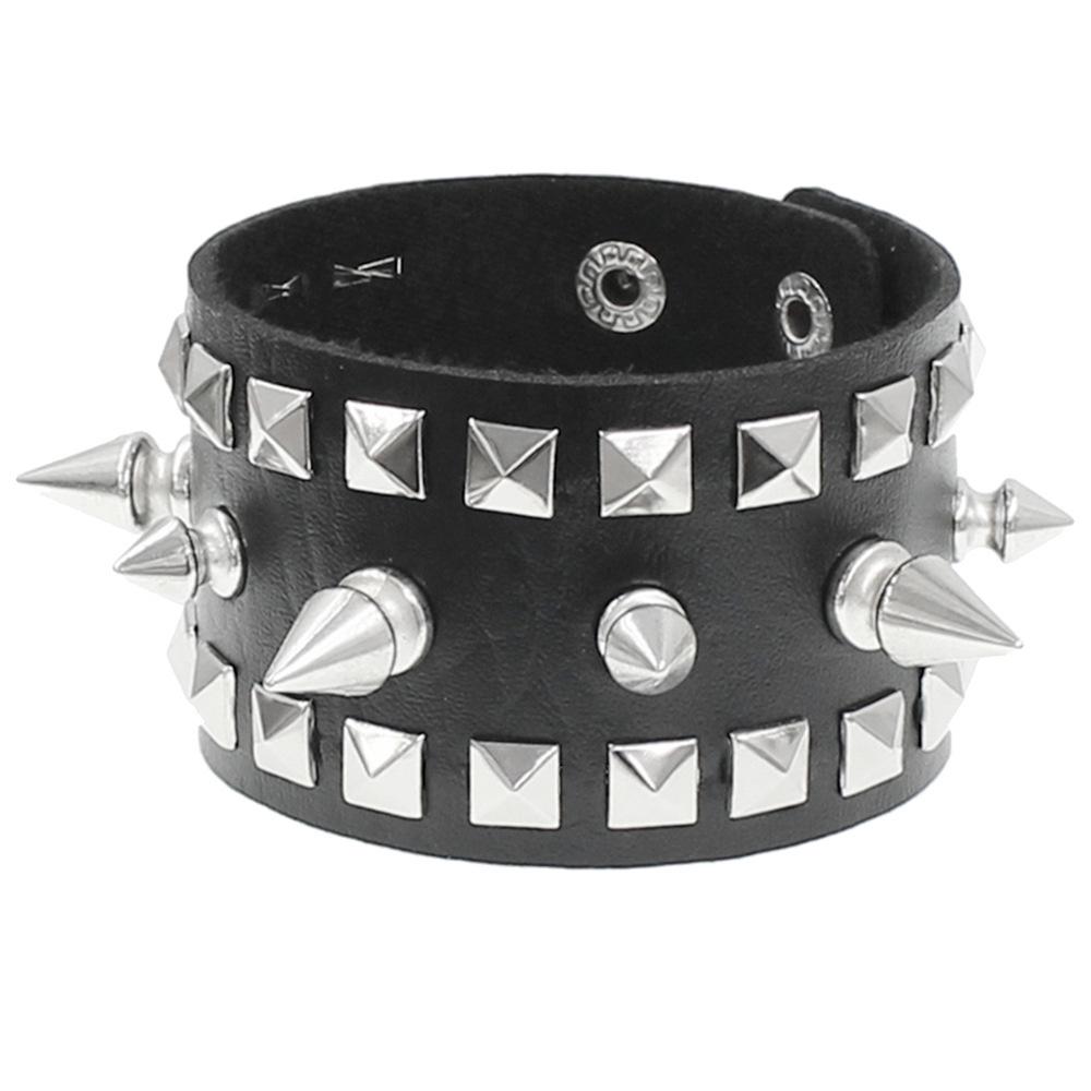 New Harajuku Round Gothic Skeleton Star Skull Punk Rivet Bracelet Retro Couple Bangle PU Leather Bracelet Jewelry Gift