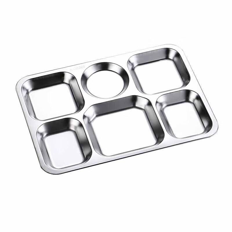304 Stainless Steel 6-Compartment Meal Tray (10-Pack)