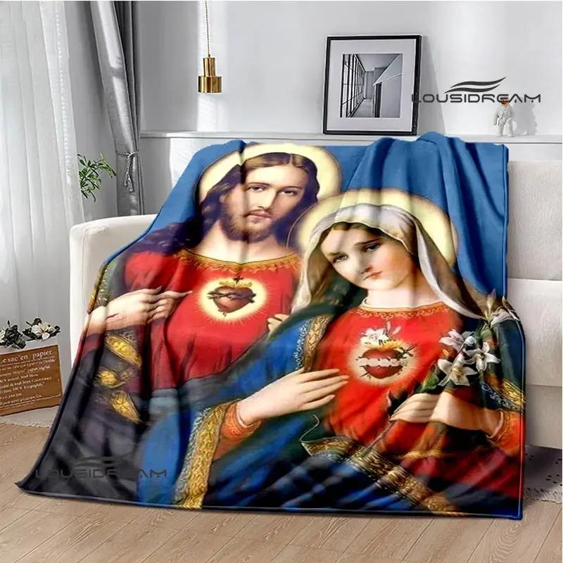 Virgin Mary Faith Print Blanket Flannel Soft Comfort Blanket Home Travel Blanket Kids Warm Blanket picnic blanket birthday gift