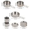8-teiliges Outdoor-Kochgeschirr-Set aus Edelstahl, tragbare Schüssel für Wandern, Camping, Grillen, faltbares Kombinationsset für 5-6 Personen