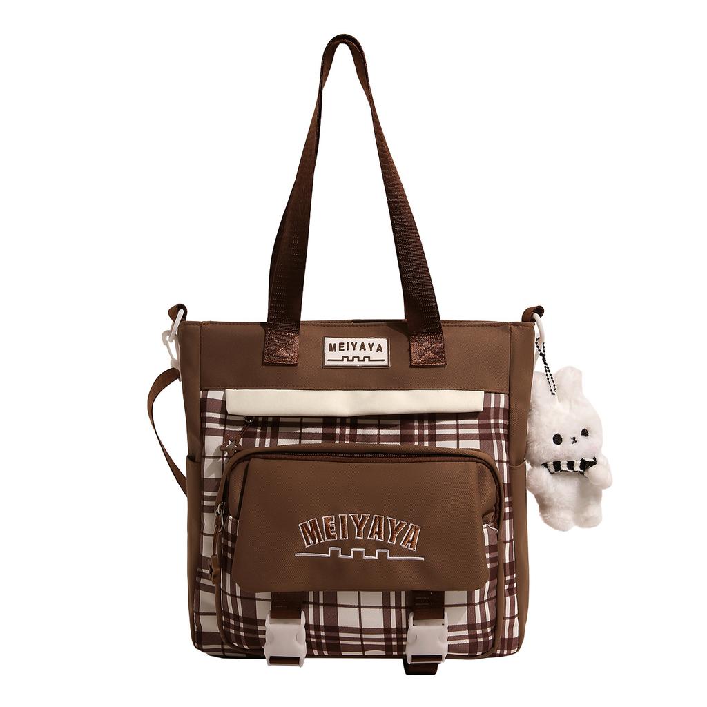 Schoolbag Junior High School Student Schoolbag Female Plaid Versatile High-value College Student Large-capacity High School Student Backpack Primary 