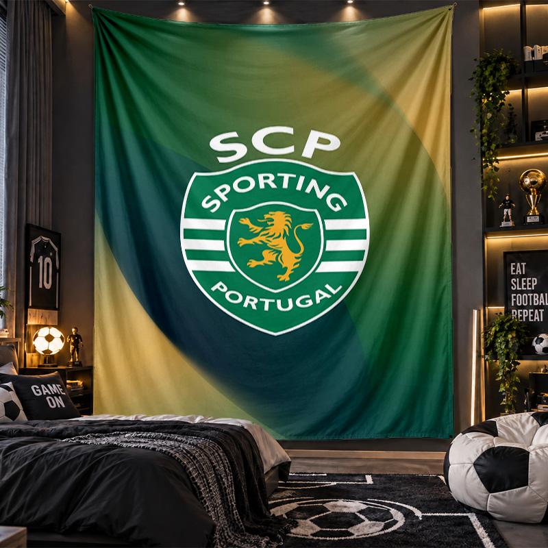 Arazzo da Appendere a Parete Stampa Sporting CP FC Tessuto per Soggiorno Camera da Letto Decorazione Casa