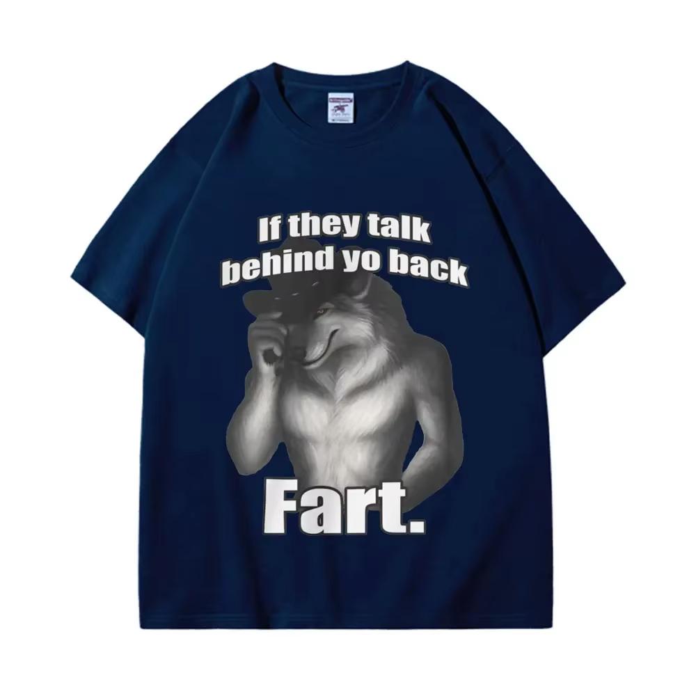 Jeśli plotkują za Twoimi plecami Pierdzący Siedzący Wilk Dosłownie Ja Śmieszny Mem Emo T-shirty Moda Unisex Vintage Streetwear T-shirty